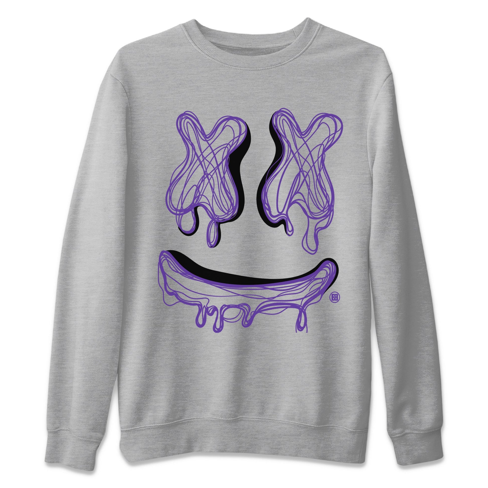 Air Jordan 12 Field Purple shirt to match jordans Smile Doodle sneaker tees Air Jordan 12 Field Purple SNRT Sneaker Release Tees unisex cotton Heather Grey 2 crew neck shirt
