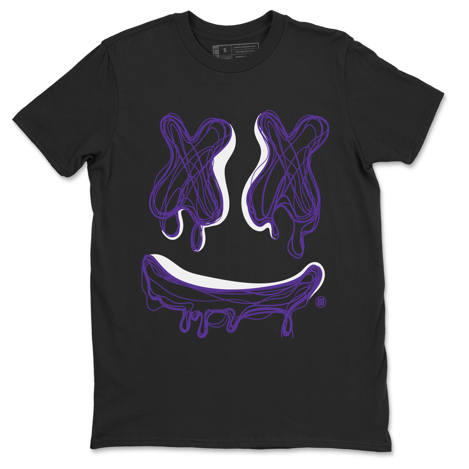 Air Jordan 12 Field Purple shirt to match jordans Smile Doodle sneaker tees Air Jordan 12 Field Purple SNRT Sneaker Release Tees unisex cotton Black 2 crew neck shirt