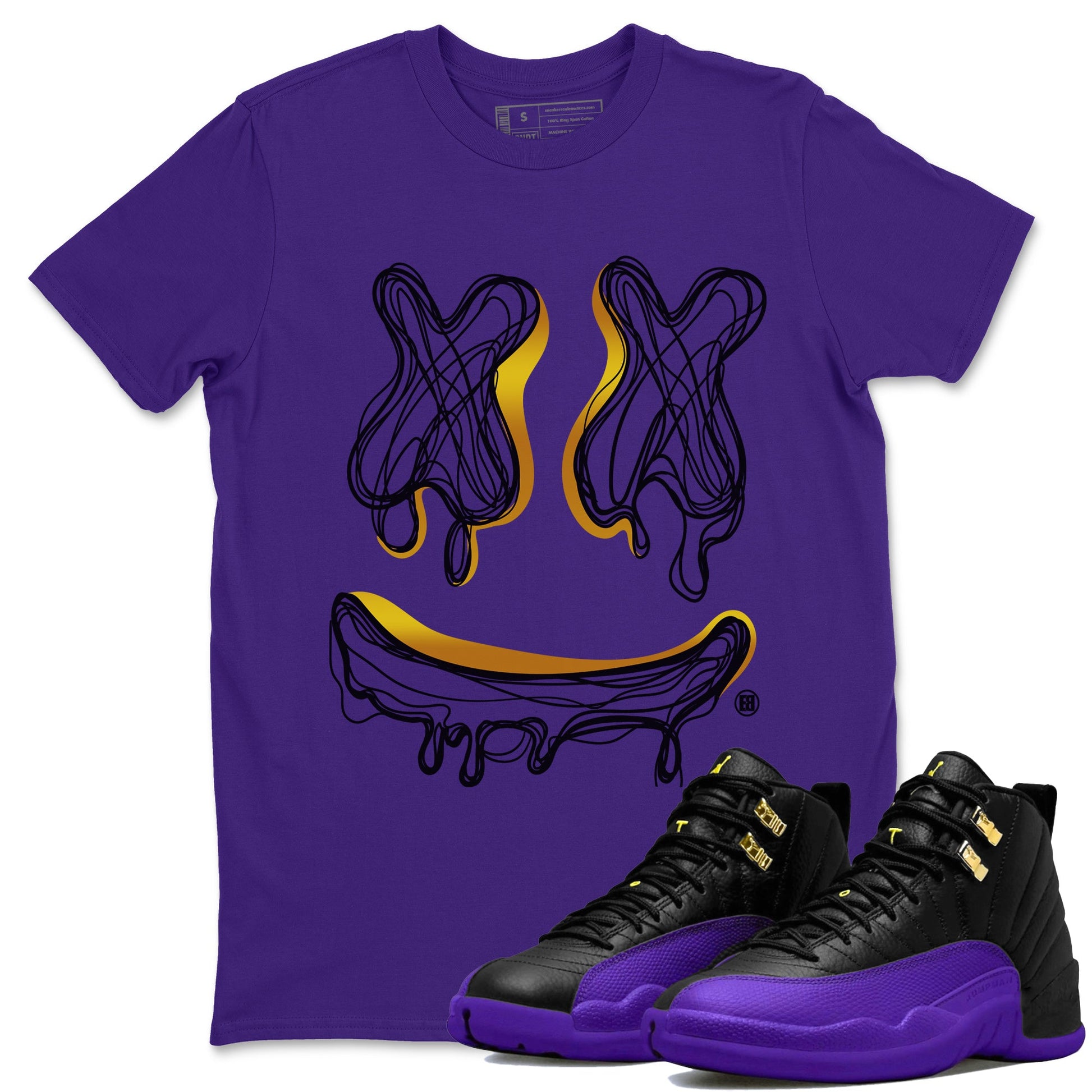 Air Jordan 12 Field Purple shirt to match jordans Smile Doodle sneaker tees Air Jordan 12 Field Purple SNRT Sneaker Release Tees unisex cotton Purple 1 crew neck shirt