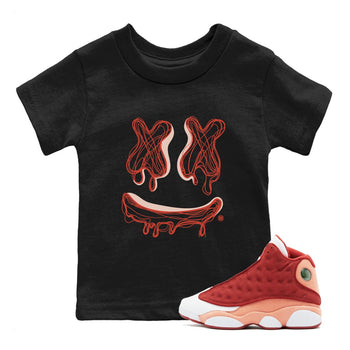 13s Dune Red shirts to match jordans Smile Doodle sneaker match tees Air Jordan 13 Dune Red SNRT Sneaker Tees streetwear brand Baby and Youth Black 1 cotton tee