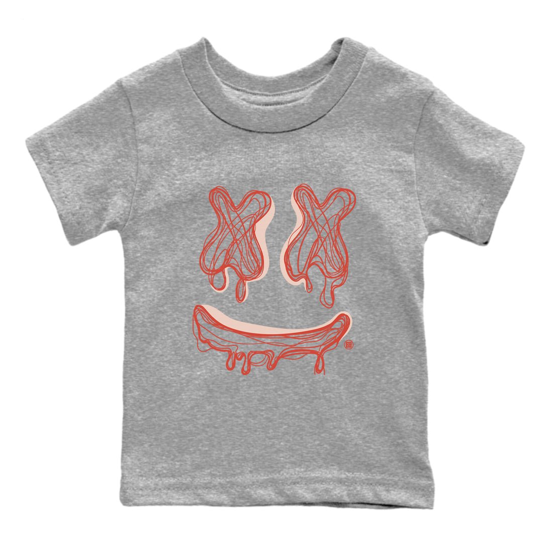 13s Dune Red shirts to match jordans Smile Doodle sneaker match tees Air Jordan 13 Dune Red SNRT Sneaker Tees streetwear brand Baby and Youth Heather Grey 2 cotton tee