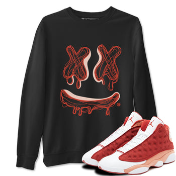 13s Dune Red shirts to match jordans Smile Doodle sneaker match tees Air Jordan 13 Dune Red SNRT Sneaker Tees streetwear brand Black 1 unisex cotton tee