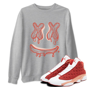 13s Dune Red shirts to match jordans Smile Doodle sneaker match tees Air Jordan 13 Dune Red SNRT Sneaker Tees streetwear brand Heather Grey 1 unisex cotton tee