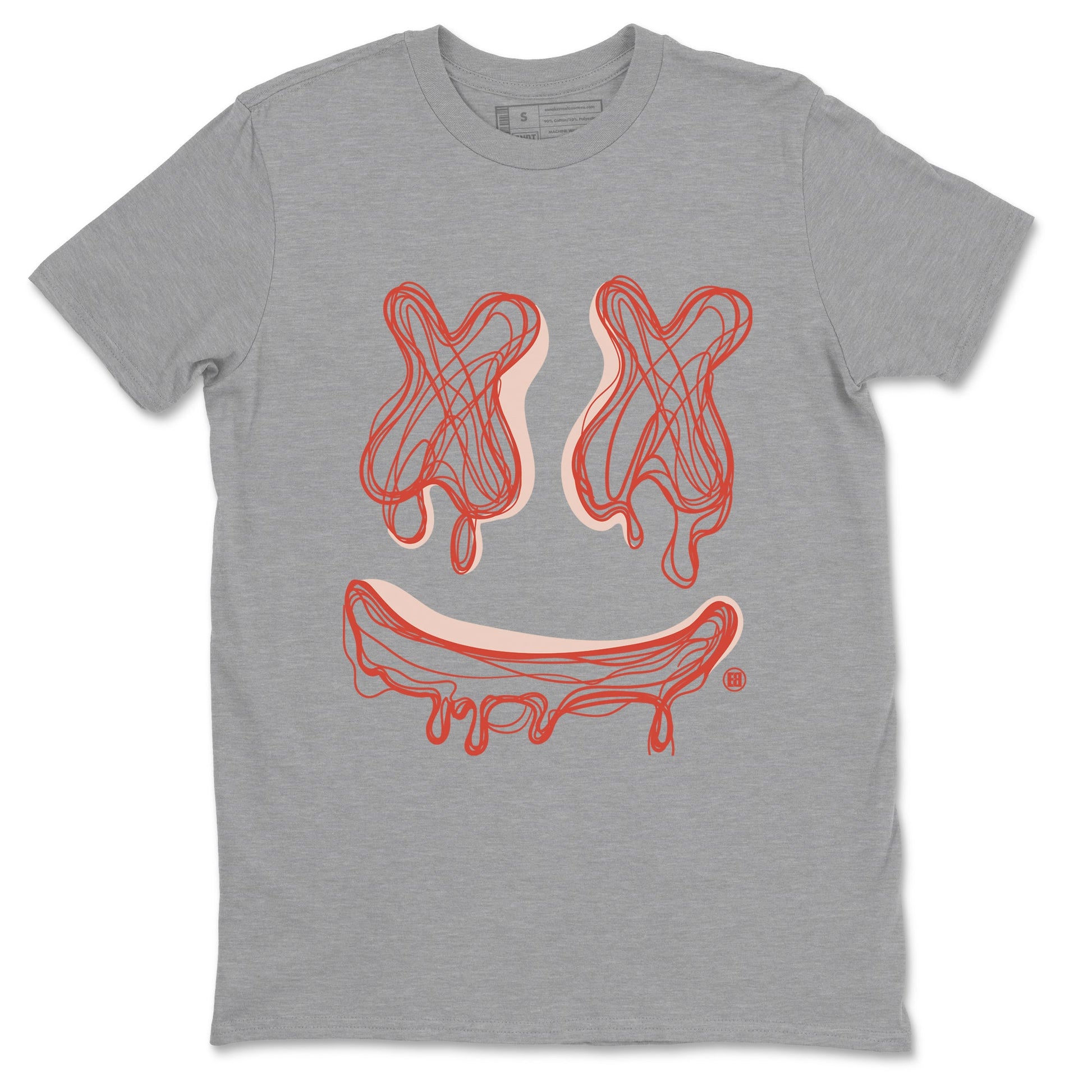 13s Dune Red shirts to match jordans Smile Doodle sneaker match tees Air Jordan 13 Dune Red SNRT Sneaker Tees streetwear brand Heather Grey 2 unisex cotton tee