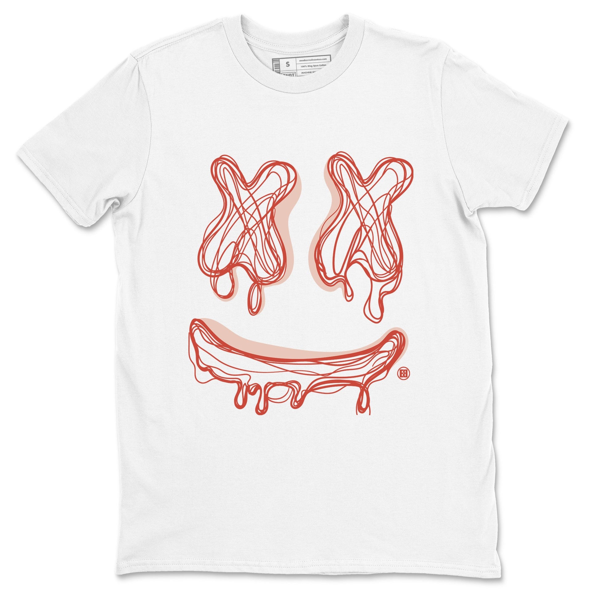 13s Dune Red shirts to match jordans Smile Doodle sneaker match tees Air Jordan 13 Dune Red SNRT Sneaker Tees streetwear brand White 2 unisex cotton tee