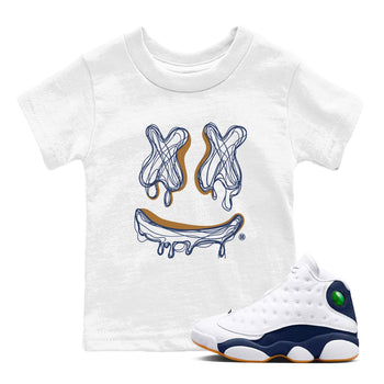 Air Jordan 13 Midnight Navy shirts to match jordans Smile Doodle sneaker match tees 13 Midnight Navy SNRT Sneaker Release Tees Youth Baby White 1 crew neck shirts