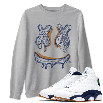 Air Jordan 13 Midnight Navy shirts to match jordans Smile Doodle sneaker match tees 13 Midnight Navy SNRT Sneaker Release Tees unisex cotton Heather Grey 1 crew neck shirts