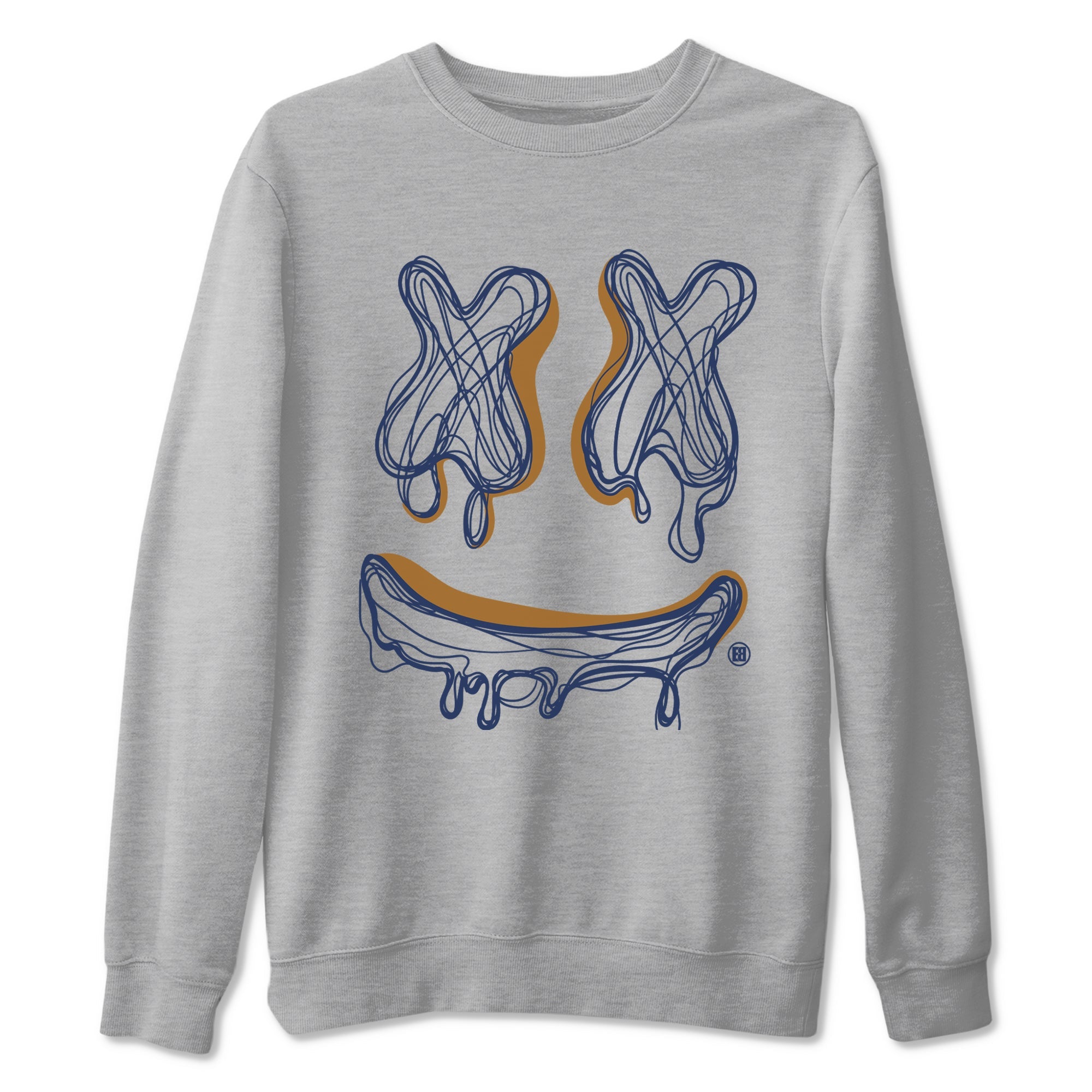 Air Jordan 13 Midnight Navy shirts to match jordans Smile Doodle sneaker match tees 13 Midnight Navy SNRT Sneaker Release Tees unisex cotton Heather Grey 2 crew neck shirts