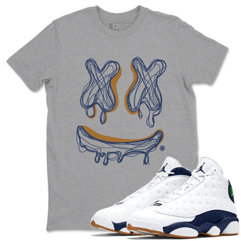 Air Jordan 13 Midnight Navy shirts to match jordans Smile Doodle sneaker match tees 13 Midnight Navy SNRT Sneaker Release Tees unisex cotton Heather Grey 1 crew neck shirts