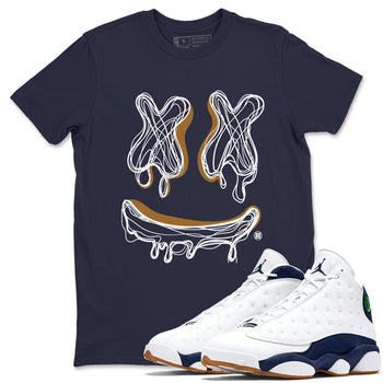 Air Jordan 13 Midnight Navy shirts to match jordans Smile Doodle sneaker match tees 13 Midnight Navy SNRT Sneaker Release Tees unisex cotton Navy 1 crew neck shirts