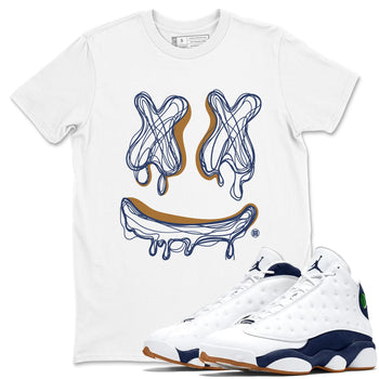 Air Jordan 13 Midnight Navy shirts to match jordans Smile Doodle sneaker match tees 13 Midnight Navy SNRT Sneaker Release Tees unisex cotton White 1 crew neck shirts