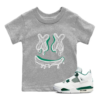 4s Oxidized Green shirts to match jordans Smile Doodle sneaker match tees Air Jordan 4 Oxidized Green SNRT Sneaker Tees streetwear brand Baby and Youth Heather Grey 1 cotton tee