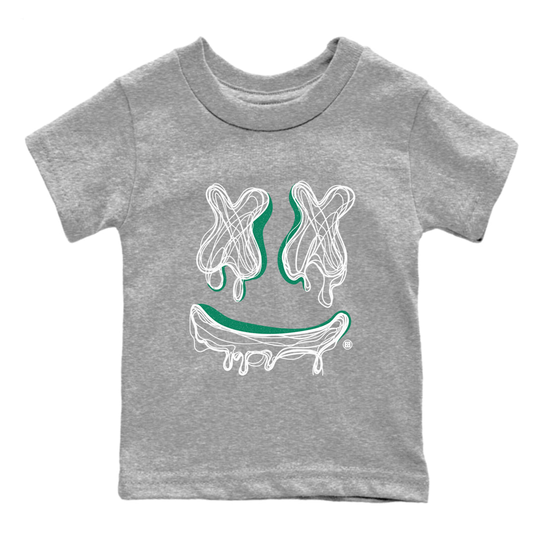 4s Oxidized Green shirts to match jordans Smile Doodle sneaker match tees Air Jordan 4 Oxidized Green SNRT Sneaker Tees streetwear brand Baby and Youth Heather Grey 2 cotton tee