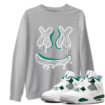 4s Oxidized Green shirts to match jordans Smile Doodle sneaker match tees Air Jordan 4 Oxidized Green SNRT Sneaker Tees streetwear brand Heather Grey 1 unisex cotton tee