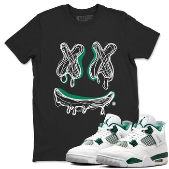4s Oxidized Green shirts to match jordans Smile Doodle sneaker match tees Air Jordan 4 Oxidized Green SNRT Sneaker Tees streetwear brand Black 1 unisex cotton tee
