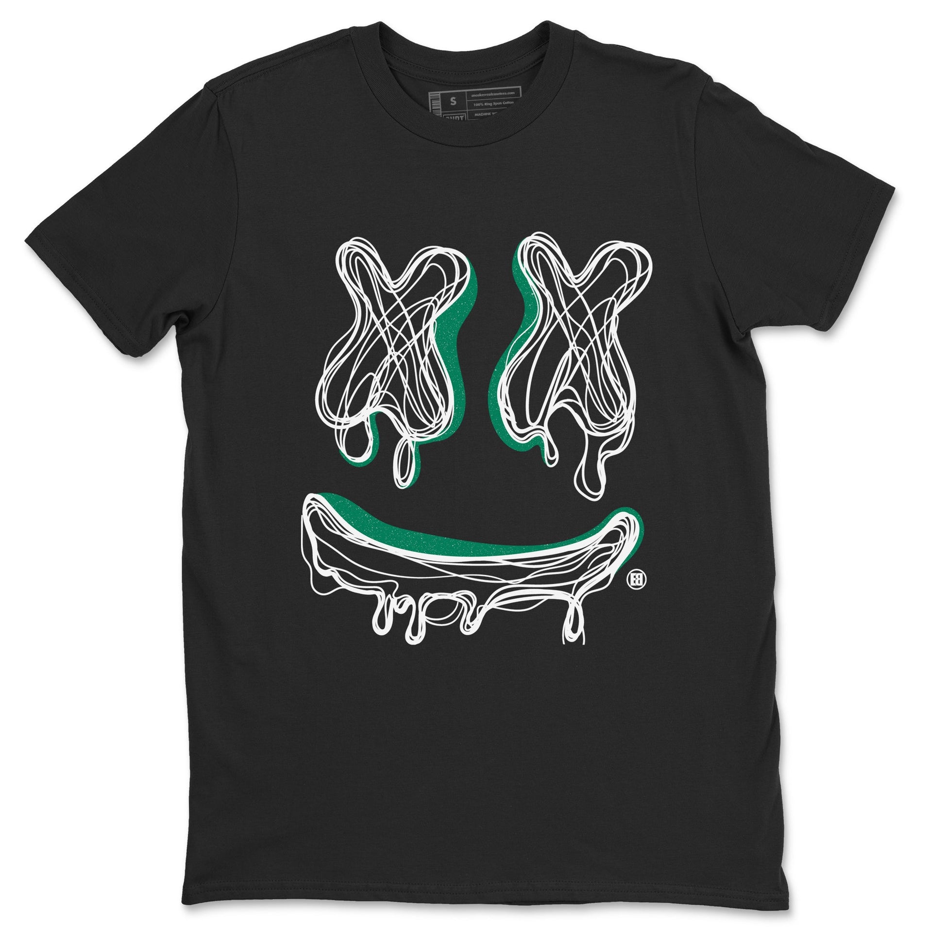 4s Oxidized Green shirts to match jordans Smile Doodle sneaker match tees Air Jordan 4 Oxidized Green SNRT Sneaker Tees streetwear brand Black 2 unisex cotton tee