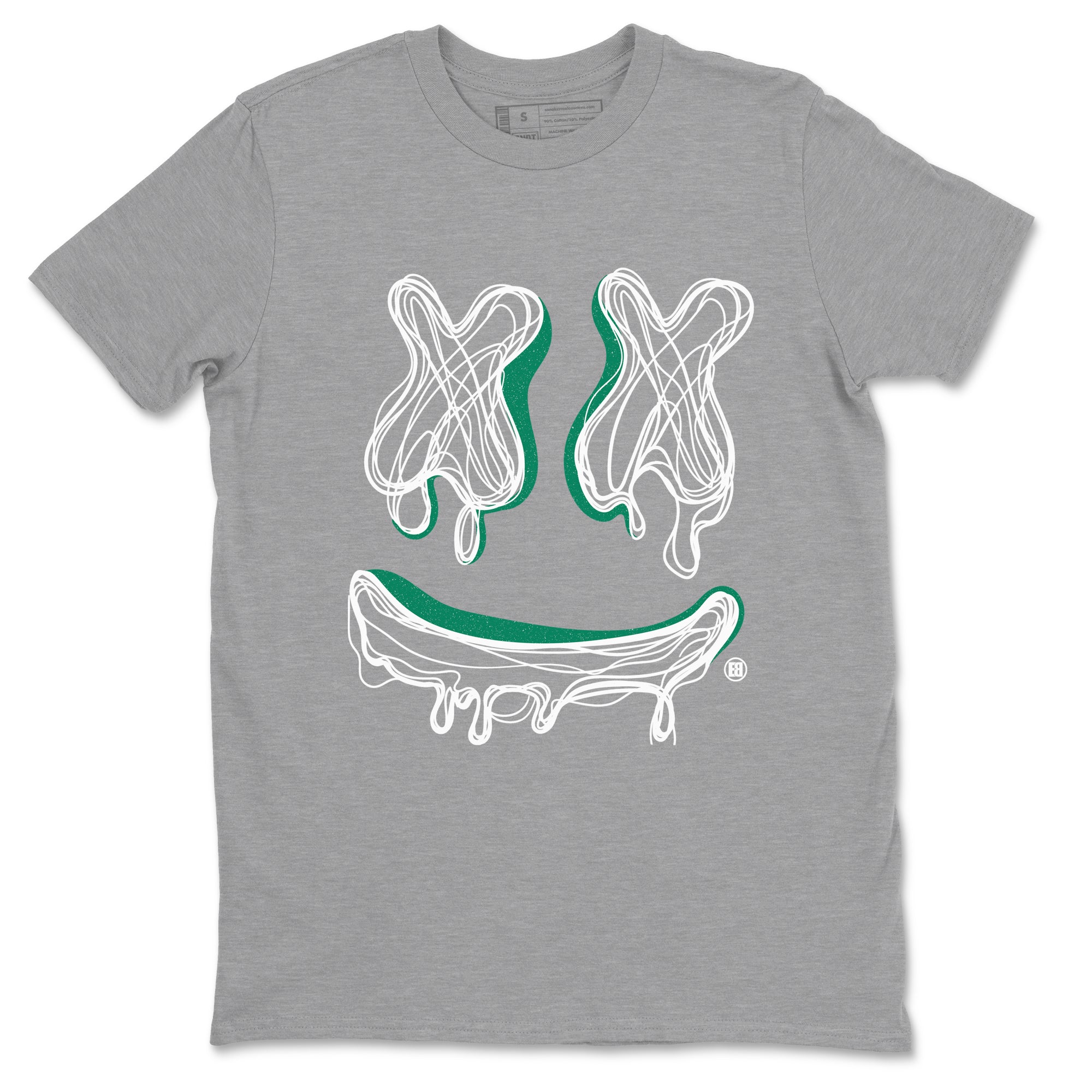 4s Oxidized Green shirts to match jordans Smile Doodle sneaker match tees Air Jordan 4 Oxidized Green SNRT Sneaker Tees streetwear brand Heather Grey 2 unisex cotton tee