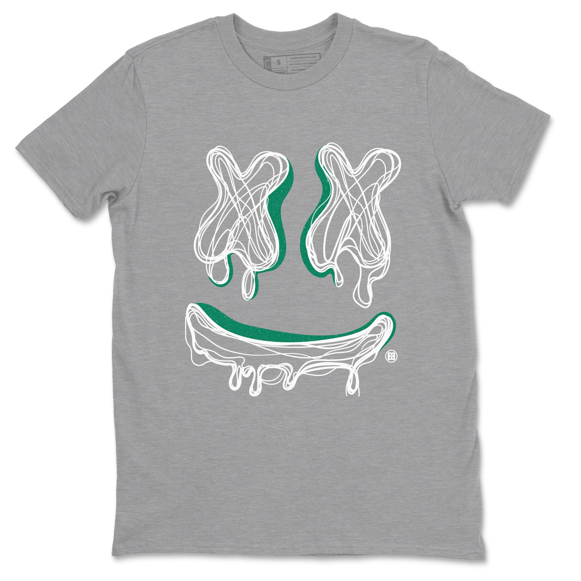 4s Oxidized Green shirts to match jordans Smile Doodle sneaker match tees Air Jordan 4 Oxidized Green SNRT Sneaker Tees streetwear brand Heather Grey 2 unisex cotton tee