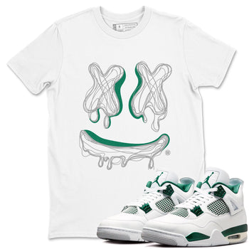 4s Oxidized Green shirts to match jordans Smile Doodle sneaker match tees Air Jordan 4 Oxidized Green SNRT Sneaker Tees streetwear brand White 1 unisex cotton tee