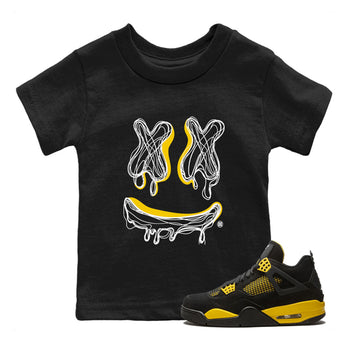 Air Jordan 4 Thunder shirt to match jordans Smile Doodle sneaker tees Air Jordan 4 Thunder SNRT sneaker release tees baby toddler Black 1 cotton Shirt
