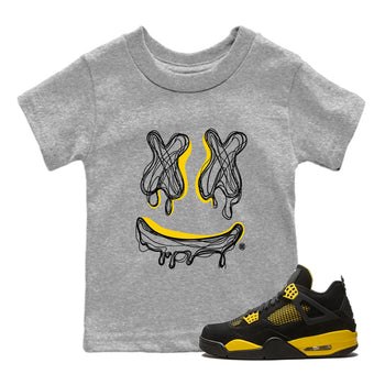 Air Jordan 4 Thunder shirt to match jordans Smile Doodle sneaker tees Air Jordan 4 Thunder SNRT sneaker release tees baby toddler Heather Grey 1 cotton Shirt