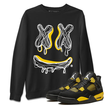 Air Jordan 4 Thunder shirt to match jordans Smile Doodle sneaker tees Air Jordan 4 Thunder SNRT Sneaker Release Tees unisex cotton Black 1 crew neck shirt