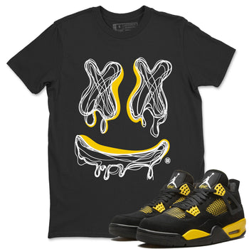 Air Jordan 4 Thunder shirt to match jordans Smile Doodle sneaker tees Air Jordan 4 Thunder SNRT Sneaker Release Tees unisex cotton Black 1 crew neck shirt