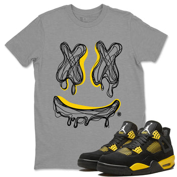 Air Jordan 4 Thunder shirt to match jordans Smile Doodle sneaker tees Air Jordan 4 Thunder SNRT Sneaker Release Tees unisex cotton Heather Grey 1 crew neck shirt