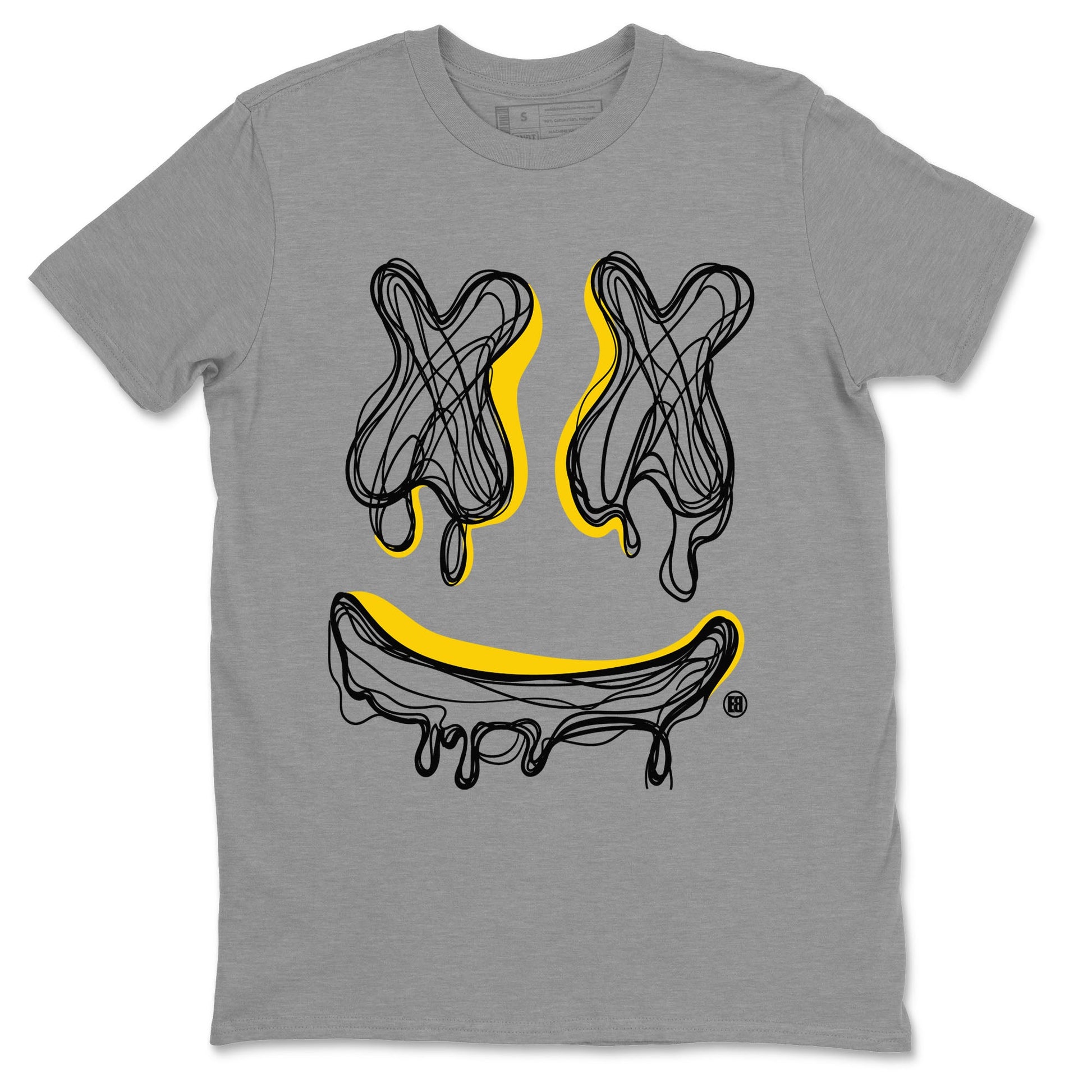 Air Jordan 4 Thunder shirt to match jordans Smile Doodle sneaker tees Air Jordan 4 Thunder SNRT Sneaker Release Tees unisex cotton Heather Grey 2 crew neck shirt