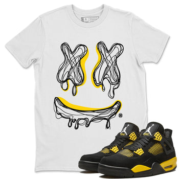 Air Jordan 4 Thunder shirt to match jordans Smile Doodle sneaker tees Air Jordan 4 Thunder SNRT Sneaker Release Tees unisex cotton White 1 crew neck shirt