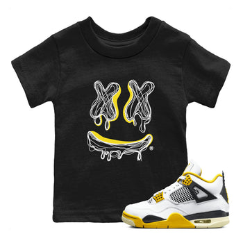 Air Jordan 4 Vivid Sulfur shirt to match jordans Smile Doodle sneaker tees Air Jordan 4 Vivid Sulfur SNRT sneaker release tees baby toddler Black 1 cotton Shirt