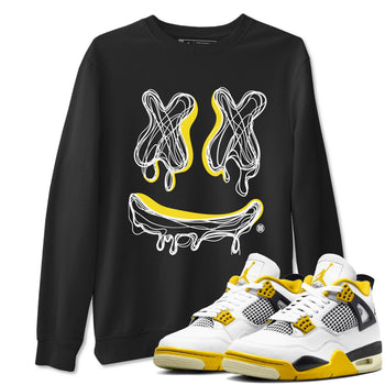 Air Jordan 4 Vivid Sulfur shirt to match jordans Smile Doodle sneaker tees Air Jordan 4 Vivid Sulfur SNRT Sneaker Release Tees unisex cotton Black 1 crew neck shirt