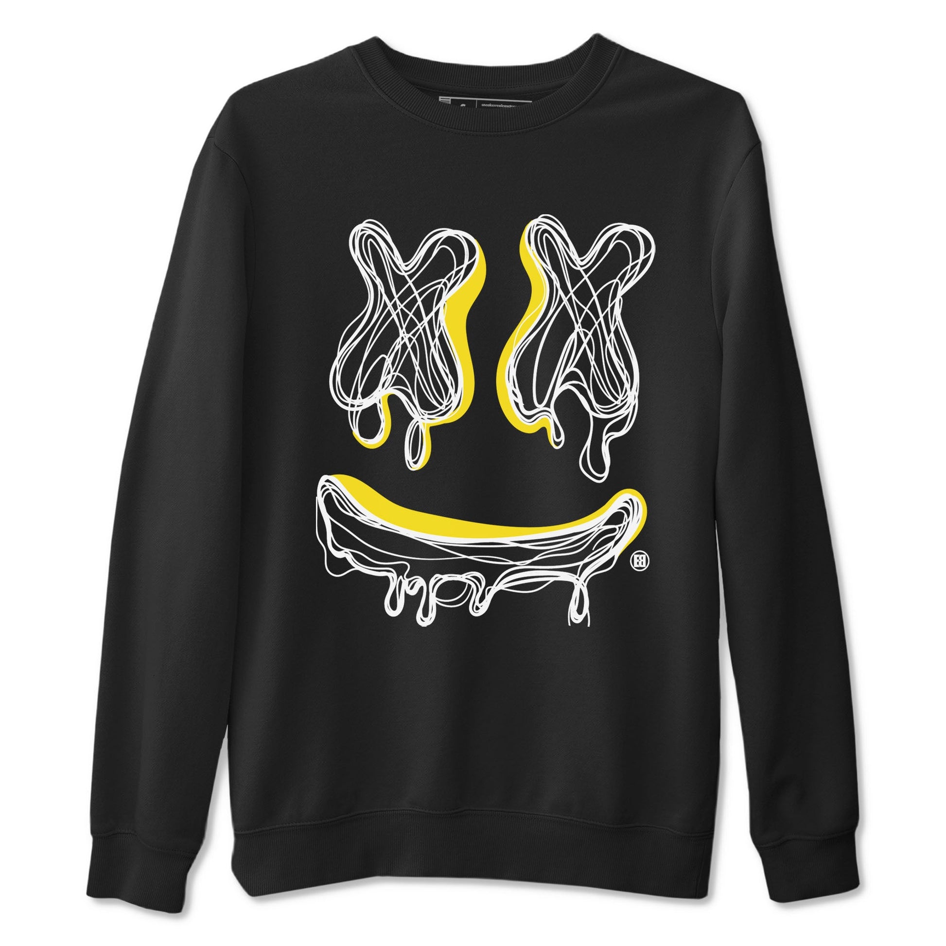 Air Jordan 4 Vivid Sulfur shirt to match jordans Smile Doodle sneaker tees Air Jordan 4 Vivid Sulfur SNRT Sneaker Release Tees unisex cotton Black 2 crew neck shirt