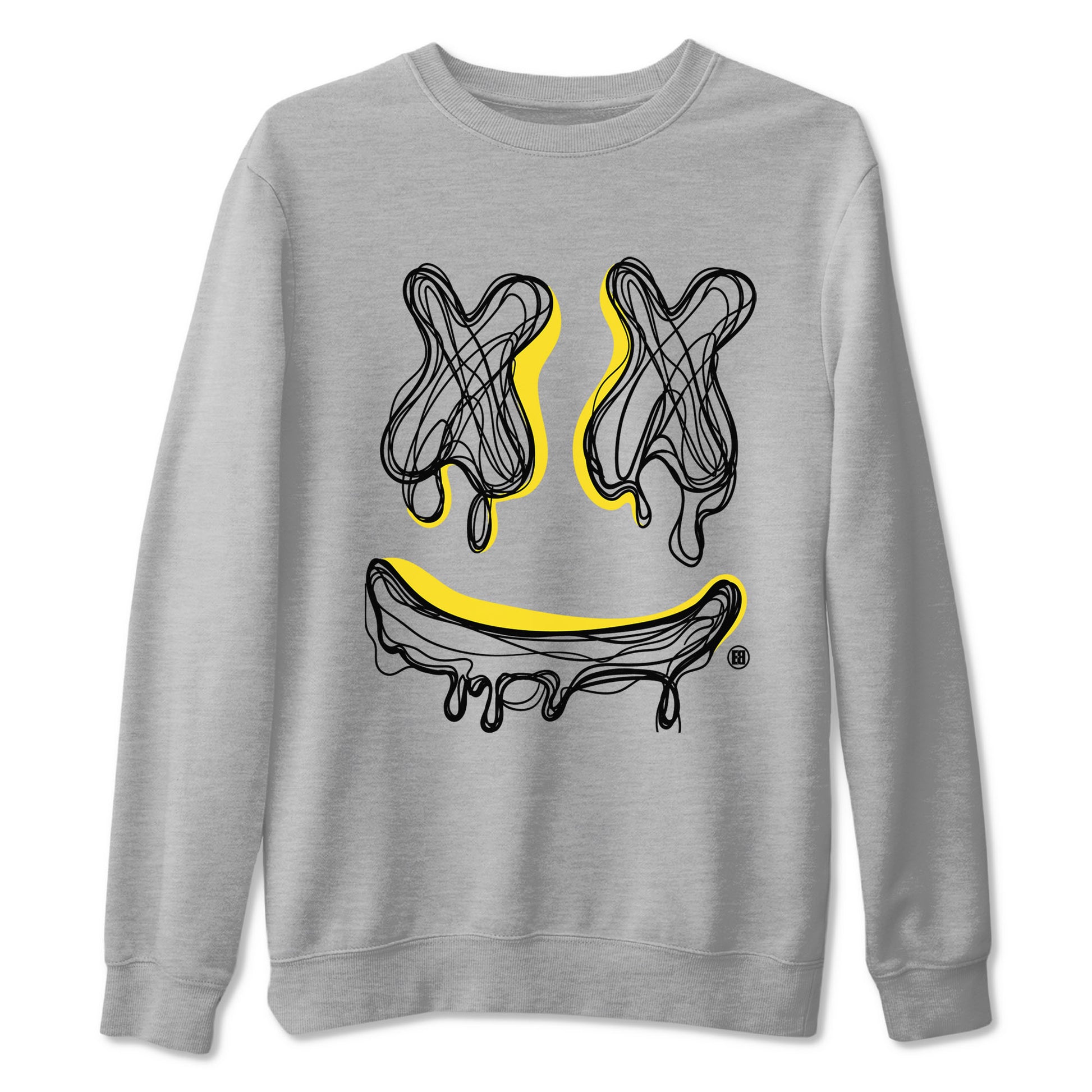 Air Jordan 4 Vivid Sulfur shirt to match jordans Smile Doodle sneaker tees Air Jordan 4 Vivid Sulfur SNRT Sneaker Release Tees unisex cotton Heather Grey 2 crew neck shirt