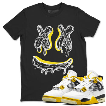 Air Jordan 4 Vivid Sulfur shirt to match jordans Smile Doodle sneaker tees Air Jordan 4 Vivid Sulfur SNRT Sneaker Release Tees unisex cotton Black 1 crew neck shirt