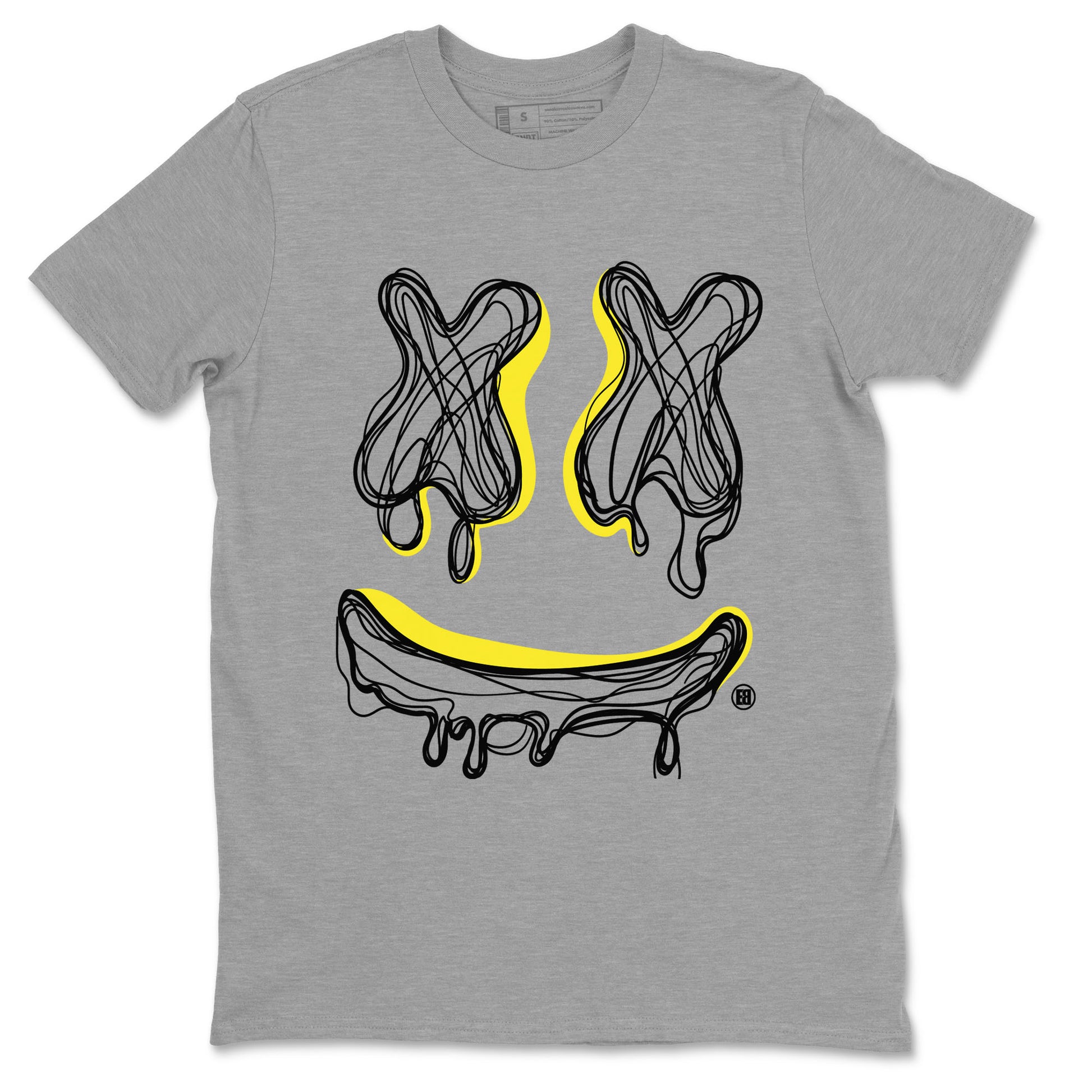 Air Jordan 4 Vivid Sulfur shirt to match jordans Smile Doodle sneaker tees Air Jordan 4 Vivid Sulfur SNRT Sneaker Release Tees unisex cotton Heather Grey 2 crew neck shirt