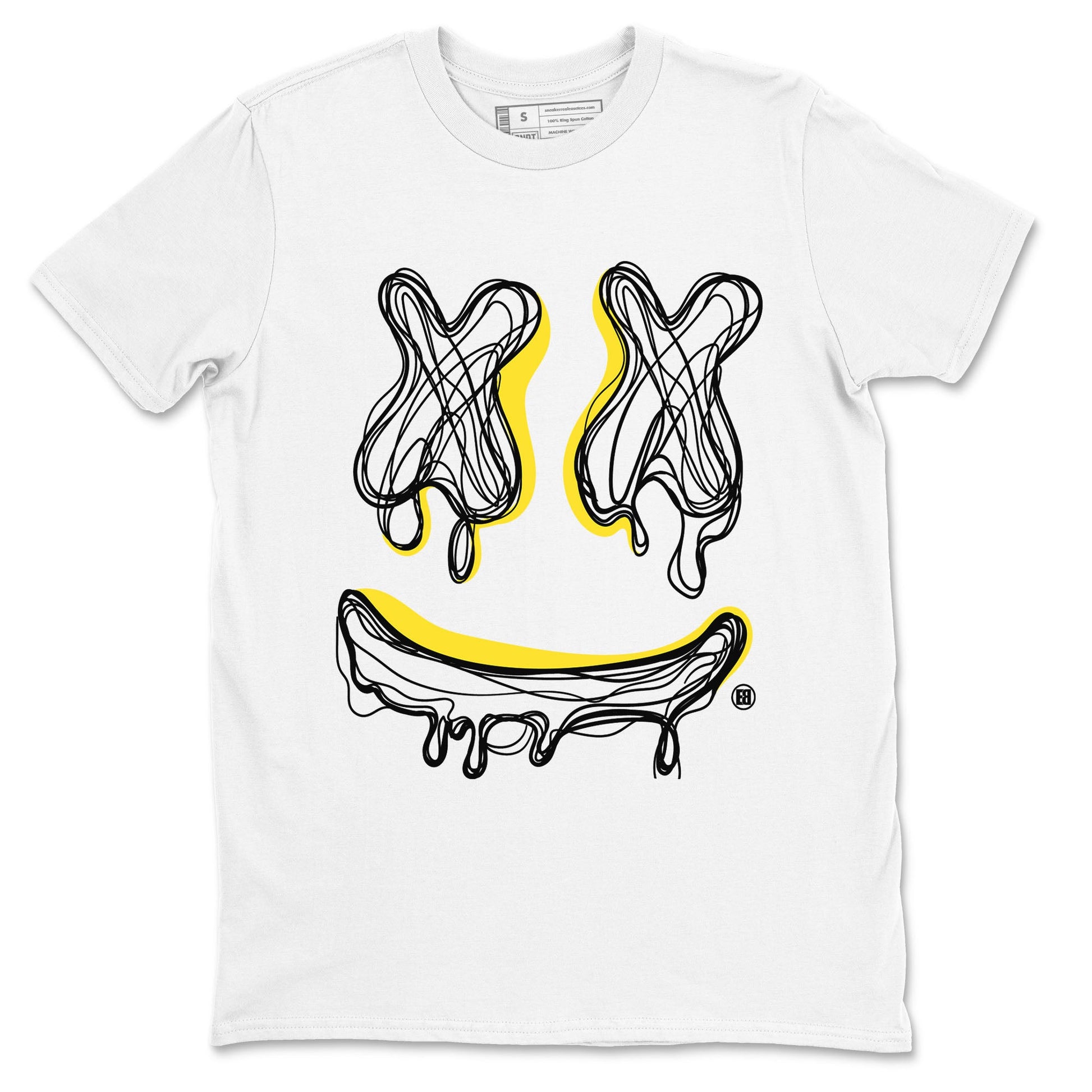 Air Jordan 4 Vivid Sulfur shirt to match jordans Smile Doodle sneaker tees Air Jordan 4 Vivid Sulfur SNRT Sneaker Release Tees unisex cotton White 2 crew neck shirt