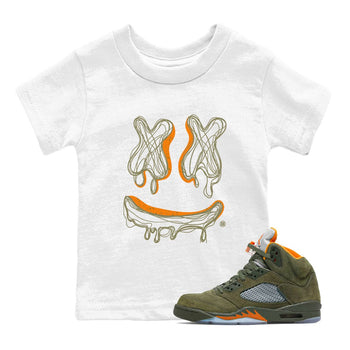 Air Jordan 5 Olive shirt to match jordans Smile Doodle sneaker tees Air Jordan 5 Olive SNRT sneaker release tees baby toddler White 1 cotton Shirt