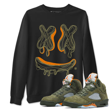 Air Jordan 5 Olive shirt to match jordans Smile Doodle sneaker tees Air Jordan 5 Olive SNRT Sneaker Release Tees unisex cotton Black 1 crew neck shirt