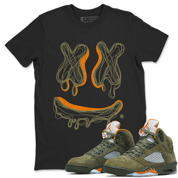 Air Jordan 5 Olive shirt to match jordans Smile Doodle sneaker tees Air Jordan 5 Olive SNRT Sneaker Release Tees unisex cotton Black 1 crew neck shirt