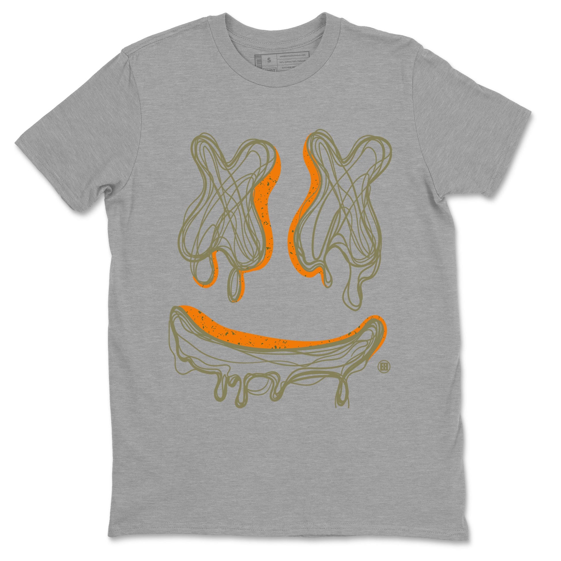 Air Jordan 5 Olive shirt to match jordans Smile Doodle sneaker tees Air Jordan 5 Olive SNRT Sneaker Release Tees unisex cotton Heather Grey 2 crew neck shirt