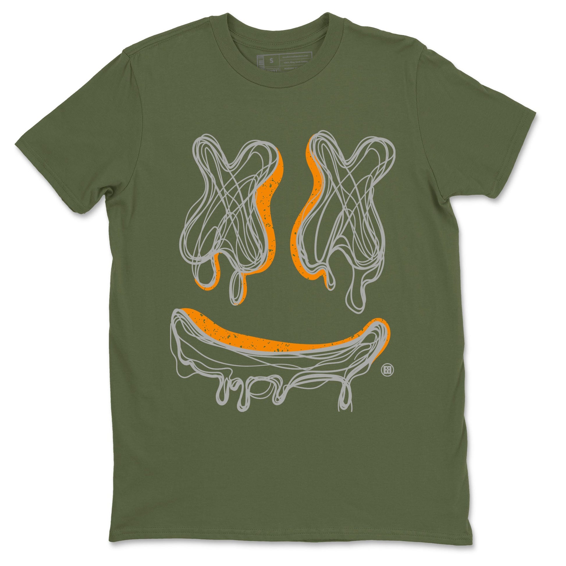 Air Jordan 5 Olive shirt to match jordans Smile Doodle sneaker tees Air Jordan 5 Olive SNRT Sneaker Release Tees unisex cotton Military Green 2 crew neck shirt
