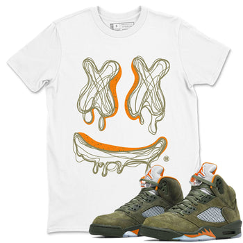 Air Jordan 5 Olive shirt to match jordans Smile Doodle sneaker tees Air Jordan 5 Olive SNRT Sneaker Release Tees unisex cotton White 1 crew neck shirt
