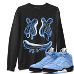 Air Jordan 5 UNC shirt to match jordans Smile Doodle sneaker tees Air Jordan 5 UNC SNRT Sneaker Release Tees unisex cotton Black 1 crew neck shirt