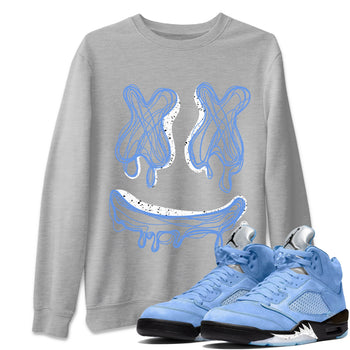 Air Jordan 5 UNC shirt to match jordans Smile Doodle sneaker tees Air Jordan 5 UNC SNRT Sneaker Release Tees unisex cotton Heather Grey 1 crew neck shirt