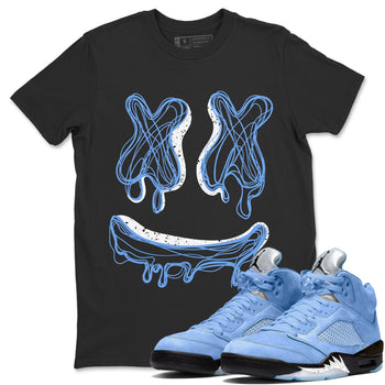 Air Jordan 5 UNC shirt to match jordans Smile Doodle sneaker tees Air Jordan 5 UNC SNRT Sneaker Release Tees unisex cotton Black 1 crew neck shirt