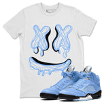 Air Jordan 5 UNC shirt to match jordans Smile Doodle sneaker tees Air Jordan 5 UNC SNRT Sneaker Release Tees unisex cotton White 1 crew neck shirt