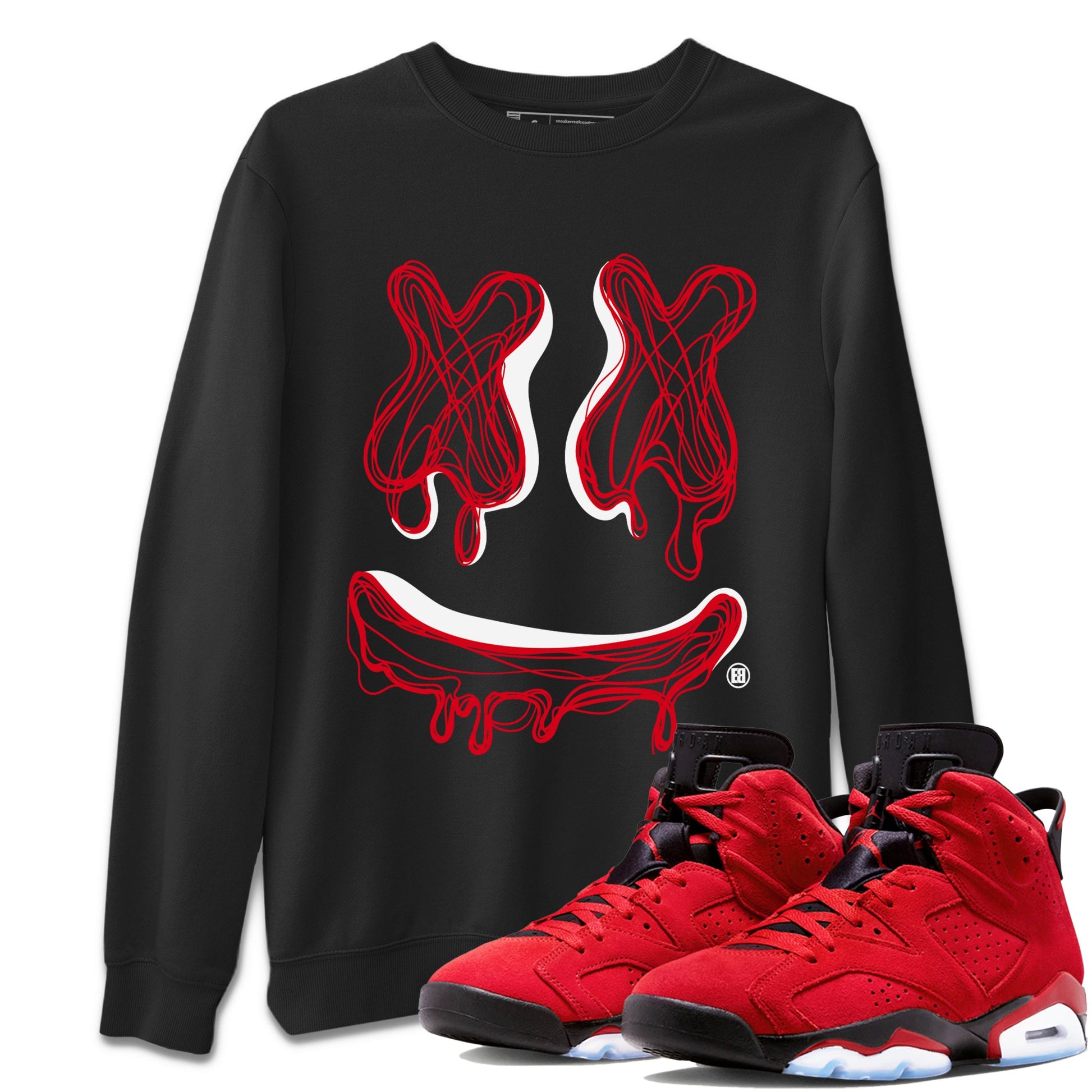 Air Jordan 6 Toro Bravo shirt to match jordans Smile Doodle sneaker tees Air Jordan 6 Toro Bravo SNRT Sneaker Release Tees unisex cotton Black 1 crew neck shirt