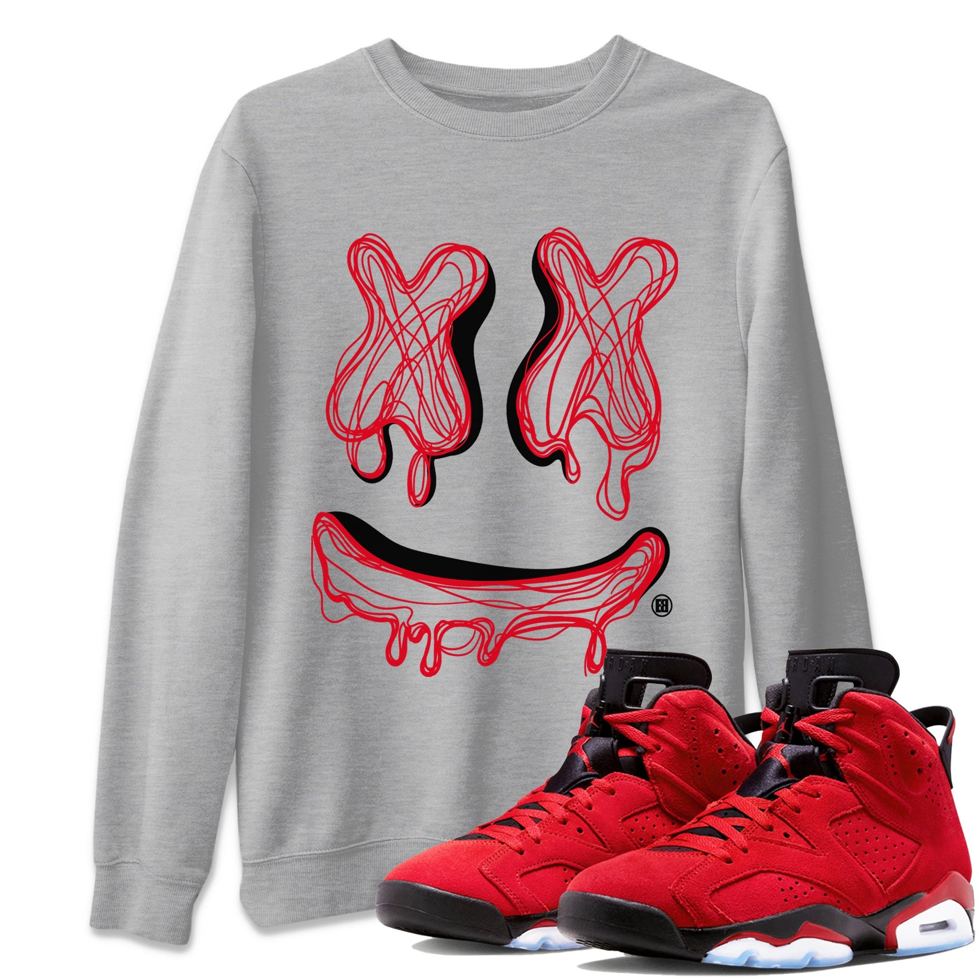 Air Jordan 6 Toro Bravo shirt to match jordans Smile Doodle sneaker tees Air Jordan 6 Toro Bravo SNRT Sneaker Release Tees unisex cotton Heather Grey 1 crew neck shirt