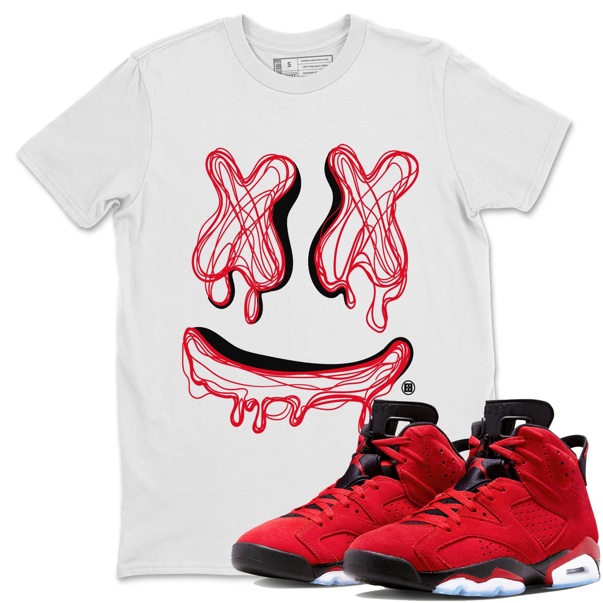 Air Jordan 6 Toro Bravo shirt to match jordans Smile Doodle sneaker tees Air Jordan 6 Toro Bravo SNRT Sneaker Release Tees unisex cotton White 1 crew neck shirt